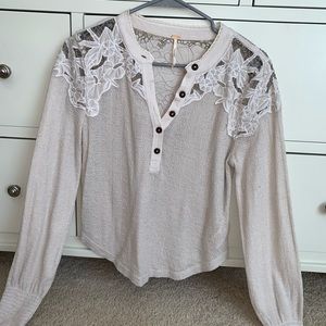 Free People cream knit top